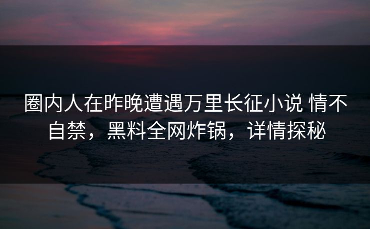 圈内人在昨晚遭遇万里长征小说 情不自禁，黑料全网炸锅，详情探秘