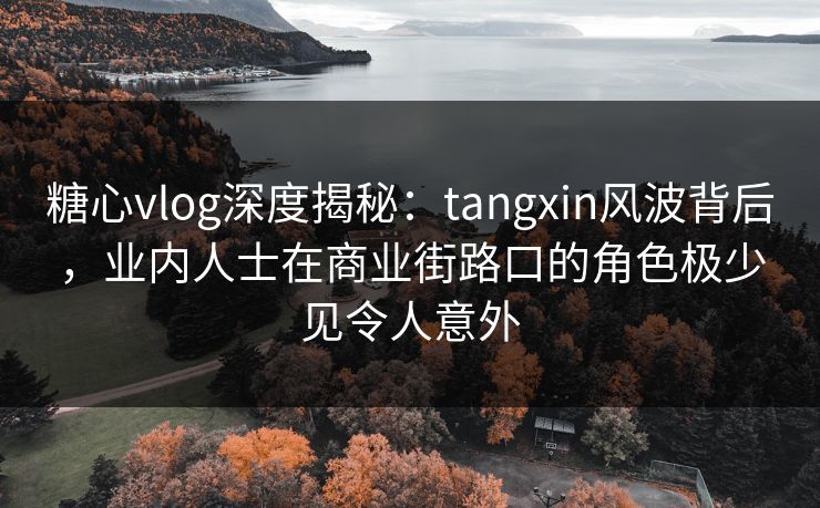 糖心vlog深度揭秘：tangxin风波背后，业内人士在商业街路口的角色极少见令人意外