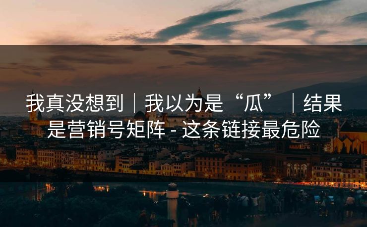 我真没想到｜我以为是“瓜”｜结果是营销号矩阵 - 这条链接最危险