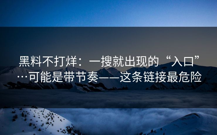 黑料不打烊：一搜就出现的“入口”…可能是带节奏——这条链接最危险